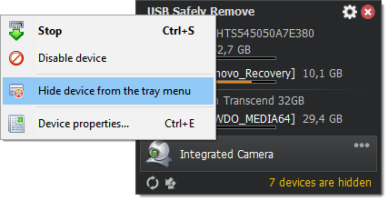USBSafelyRemove破解版如何从菜单中隐藏设备图片1
