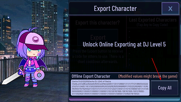 加查霓虹灯怎么复制和输入角色代码